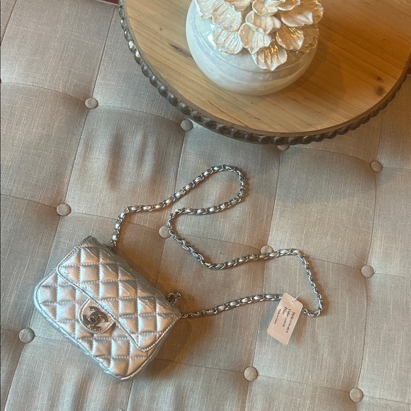 Non Signe CC Silver Mini Quilted Chain Bag